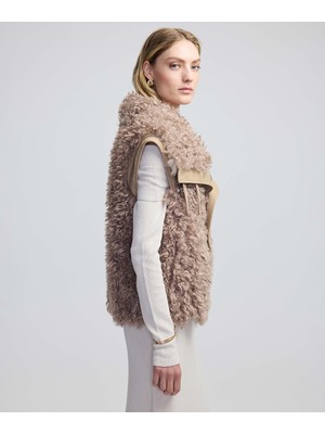 Geniş Yakalı Shearling Yelek IW6240012138014