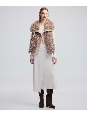 Geniş Yakalı Shearling Yelek IW6240012138014