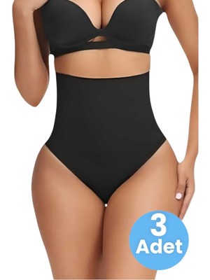 Uniquetrenders Kadın Dikişsiz Yüksek Bel Karın Toparlayıcı  String Korse 3'lü Set