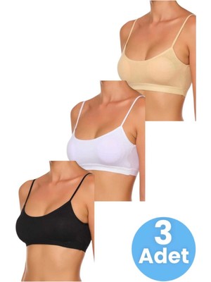 Uniquetrenders Kadın Ince Askılı Pedli Büstiyer Yarım Atlet Sütyen 3'lü Set