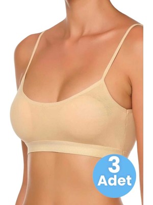 Uniquetrenders Kadın Ince Askılı Pedli Büstiyer Yarım Atlet Sütyen 3'lü Set