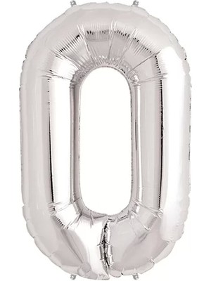 Çerçici 0 Rakam Folyo Balon Gümüş  40 Inç