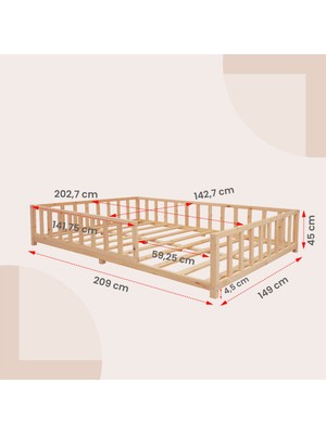 Kukka KFB640 Montessori Yer Yatağı 140X200 cm Ahşap Çocuk Yatağı