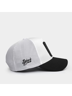 Black Börk V1 Trucker 7 Numara - 5 Kod Logolu Unisex Siyah Siperli-Beyaz Şapka