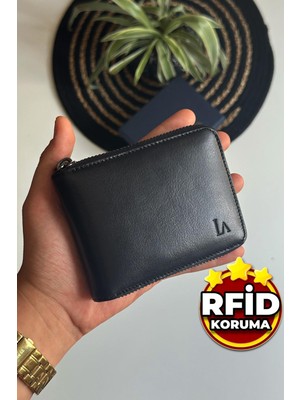 La'graccio Paris Lancy Erkek Fermuarlı Rfid Koruma Özellikli Hakiki Deri Cüzdan