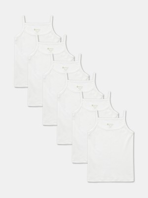 Natuline Kız Çocuk Organik Pamuk Ribana 6'lı Paket Beyaz İp Askılı Atlet Ekstra Yumuşak ve Konforlu