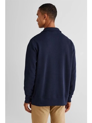 Gant Erkek Lacivert Regular Fit Yarım Fermuarlı Sweatshirt