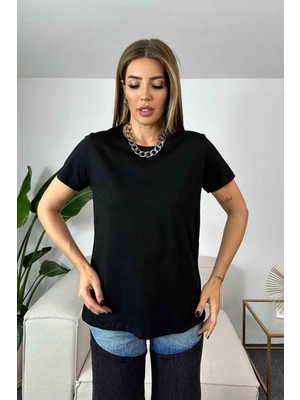 Butik Gardrop Bisiklet Yaka Basic Tişört Siyah