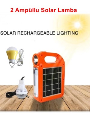 Çok Fonksiyonlu Güneş Enerjili Taşınabilir 3 Mod Işıldak Lamba-Powerbanklı Fener Yedek Ampül Hediye
