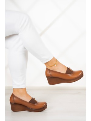 Erkan Saçmacı Daisy Taba Hakiki Deri Dolgu Topuklu Günlük Ayakkabı