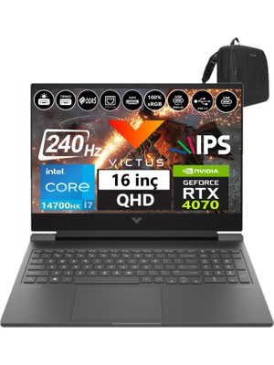 Hp Victus 16-R1012NT Intel I7-14700HX 24GB Ddr5 1tb SSD 8GB/RTX4070 Freedos 16.1" 240Hz Qhd 3ms 300NİTS Taşınabilir Bilgisayar 99J1K2EA02+WEBLEGELSINÇANTA