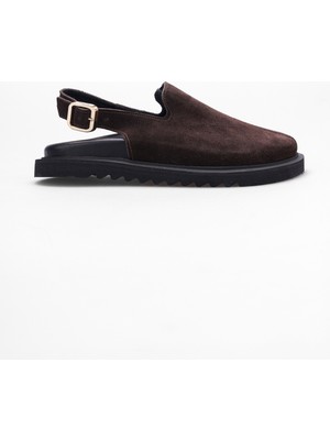 Shoemark Wega Kahve  Deri Sabo Kadın Sandalet