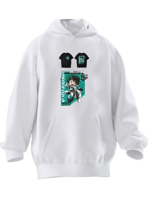 Nmg Tekstil Unisex Premium Pamuk Beyaz Tshirt Tasarım Baskılı 3 Iplik Kapüşonlu Sweatshirt