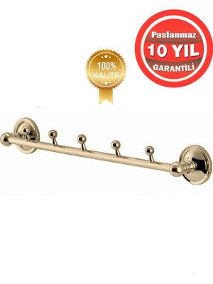 Çelik Banyo Paslanmaz Pirinç Bella 5'li Set Askılık Altın Gold