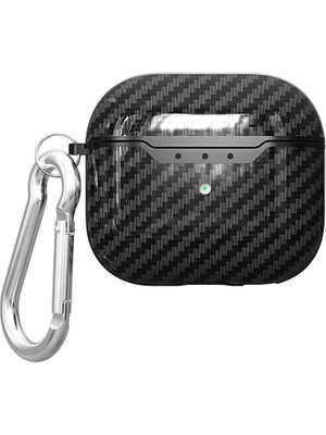Kupa Apple Airpods 4 Kılıf Karbon Fiber Görünüm Parlak Şık Tasarım Askı Aparatı Darbe Emici