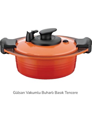 Gülsan Vakumlu Buharlı Basık Pişirici Tencere 6,5 L Granit Malzeme ile Sağlıklı Pişirme