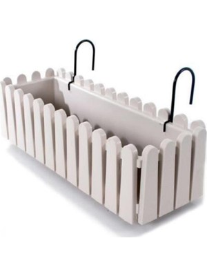 Tekno Trust - Askılı Balkon Saksı Kirli Beyaz 9 Litre Askı Aparatlı