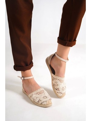 Kazax Dustin Bej Örgülü Sandalet