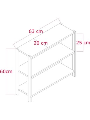 Melis Atlantik Çam 3 Raflı Çok Amaçlı Ahşap Yan Sehpa / Dekoratif Raf, Organizer / Demonte, Kolay Montaj