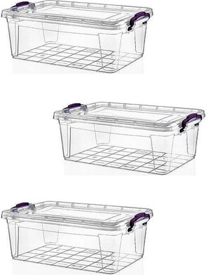 Tekno Trust 3 Adet 3 Litre Dikdörtgen Multi Box Saklama Kutusu - E-502-3