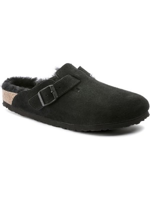 Birkenstock 0259883 Boston Vl/shearling Black Kadın Terlik