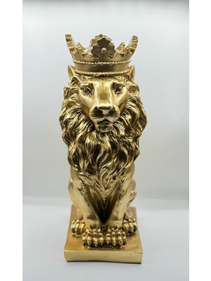 Dekoratif Taçlı Aslan Biblosu, Polyester Aslan Kral Heykeli