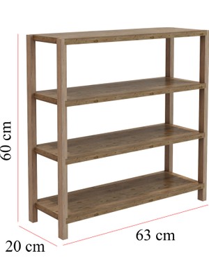 Helsa Atlantik Çam Ahşap 4 Katlı Çiçeklik, Saksılık, Çiçek Standı / Dekoratif Raf / Çok Amaçlı Kullanım