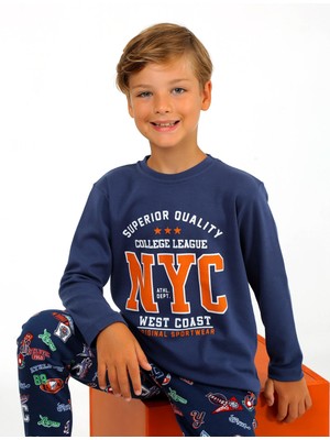 Erkek Çocuk Uzun Kollu %100 Pamuklu Pijama Takımı West Coast