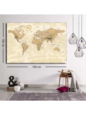 Miyrem Exclusive Serie"   Renkli Dünya Haritası Kanvas Tablo
