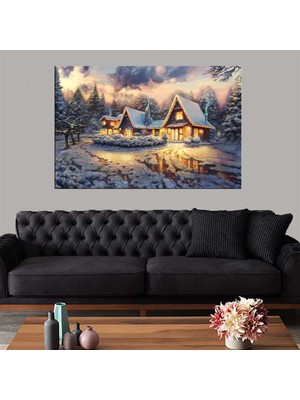 Miyrem Exclusive Serie"  Karlı Evler Kanvas Tablo