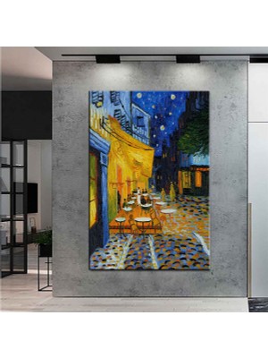Miyrem Exclusive Serie" Van Gogh Cafe Teras Gece Tablo Tuval Üzerine Reprodüksiyon Kanvas Tablo