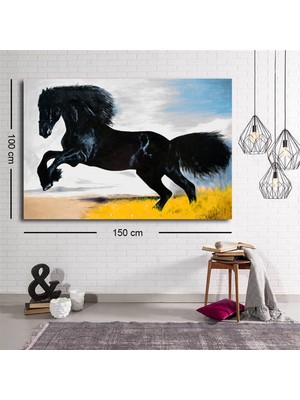 Miyrem Exclusive Serie" Siyah Koşan At Kanvas Tablo