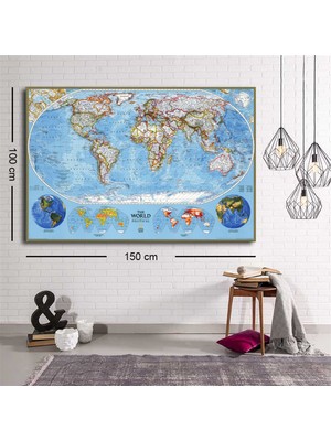 Miyrem Exclusive Serie"   Renkli Dünya Haritası Kanvas Tablo