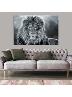 Miyrem Exclusive Serie"  Siyah Beyaz Aslan Kanvas Tablo