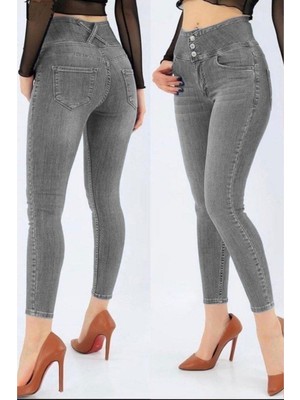 YZM Yüksek Bel Likralı Jean Pantolon 90 cm