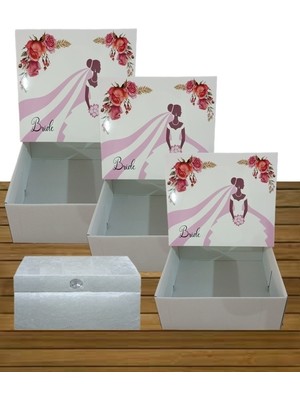 Çeyiz Sandığı Gelin Damat Kutusu Sandık Kolisi 4lü 0122