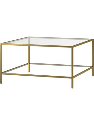 Tino Furniture Oslo Gold Metal Kare Orta Sehpa Şeffaf Camlı Oslogold