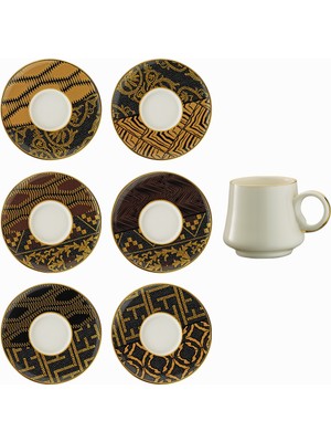 Sandro Moreno 1453 Kariye Double Yüzük Gold 12 Parça 6 Kişilik Kahve Fincan Takımı 120 ml