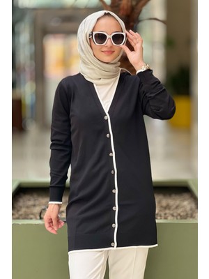 Nuss Nuss Renk Biyeli Basic Mereserize Hırka