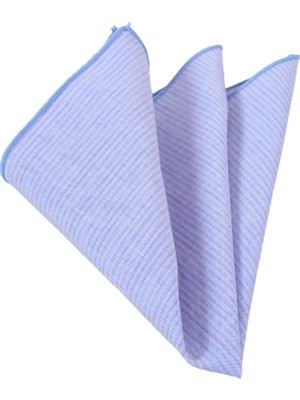 Exve Exclusive Mavi Kendinden Çizgili Soft Washed Yaka Mendili