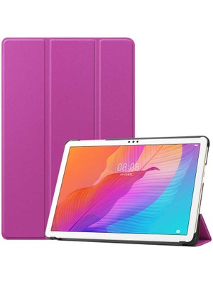 Huawei Matepad T10 Uyumlu Tablet Kılıfı Smart Cover Standlı Akıllı Kılıf, Pembe