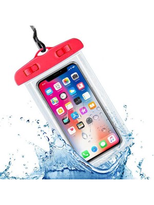 Megafox Teknoloji Standart Boy Su Geçirmez Üniversal Kılıf, Kırmızı