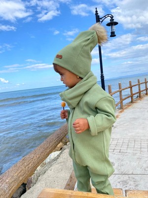 Merra Kids Unisex Bere Boyunluklu Tulum Yeşil