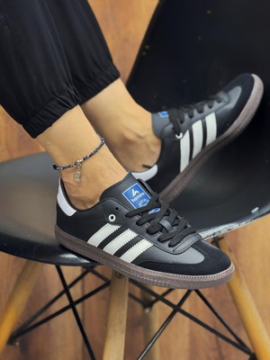 Bağcıklı Unisex Spor Sneaker Ayakkabı-Siyah-Beyaz