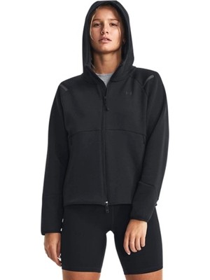 Under Armour Unstoppable Kadın Siyah Kapüşonlu Eşofman Üstü Düz Desen ile Rahat Kesim 1379842-001
