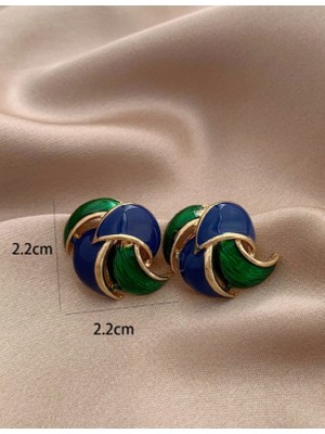 SE Jewellery Şık Renkli Mineli Sarmal Küpe