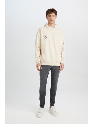 DeFacto Rick and Morty Oversize Geniş Kalıp Bisiklet Yaka Sırt Baskılı Kalın Sweatshirt C9741AX24AU