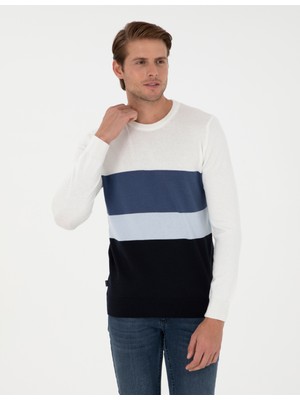 Pierre Cardin Erkek Lacivert Slim Fit Bisiklet Yaka Triko Kazak 50300525-VR033