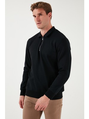 Buratti Pamuklu Regular Fit Yarım Fermuarlı Polo Yaka  Erkek Sweat 5905789