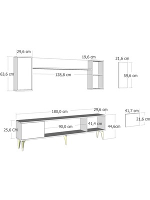 Demonte Decor Fly 180 cm Şömineli (B) Tv Ünitesi Takımı antrasit-efesmermer